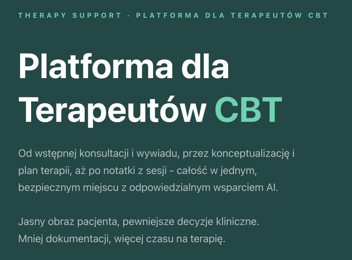 AI Therapy Support - platforma dla terapeutów CBT
